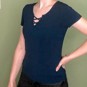 Blue Ribbed Top